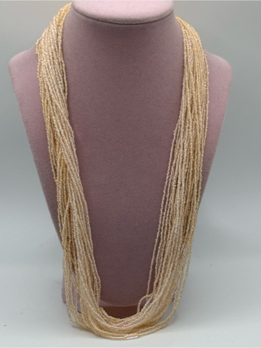 Vintage Multi-Strand Cream seed Beaded Necklace